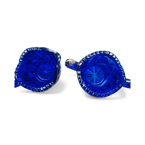 Westmoreland for Levay Cobalt Blue Carnival Glass Creamer & Open Sugar Set - Picture 4 of 6